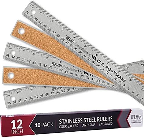 Breman Precision Metal Ruler Inch Stainless Steel Inch Metal