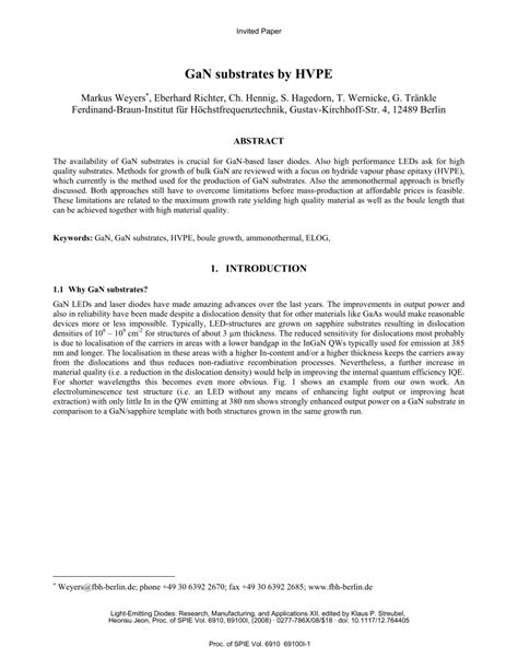 Pdf Gan Substrates By Hvpe