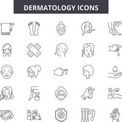 Dermatology Line Icons Signs Set Outline Vector Image