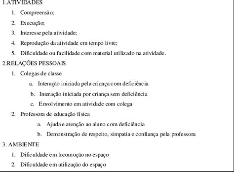 Quadro 1 Ficha de Observação Sistemática OBSERVAÇÃO Download