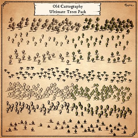 Old Cartography Ultimate trees pack (54 tree assets for 7 tree types ...