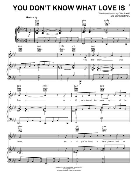 You Dont Know What Love Is Sheet Music By Carol Bruce Piano Vocal