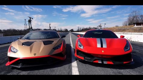 Ferrari Pista Vs Lamborghini Huracan Sto Chi Vince La Drag Race