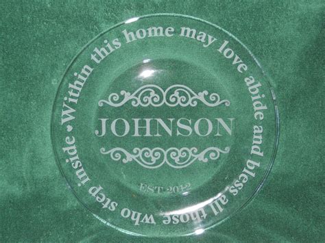 Custom Etched Sandblasted Glass Plate Name Wedding Established