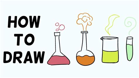 How To Draw Chemical Glass Erlenmeyer Flask Measuring Beaker And Test