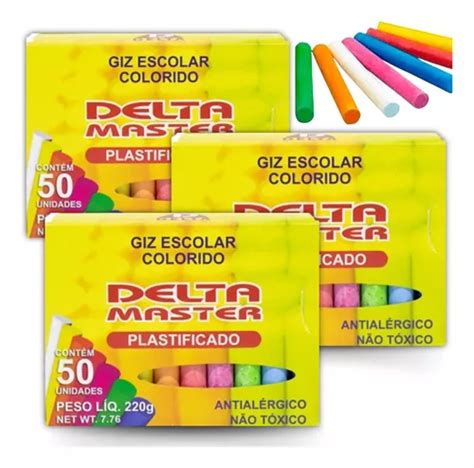 Kit C Cx Giz Escolar Colorido Antial Rgico Plastificado Mercadolivre