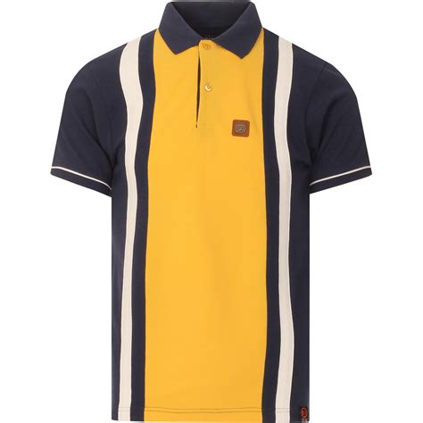 Trojan Records Mod Ska Stripe Panel Pique Polo Top Navy