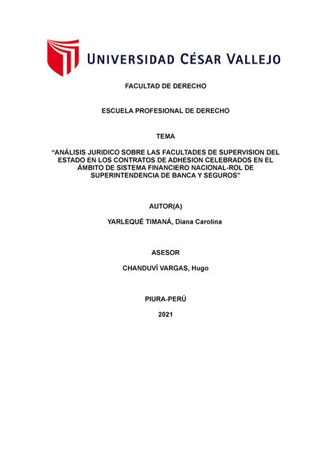 Trabajo Final Contratos Facultad De Derecho Escuela Profesional De Derecho Tema “anÁlisis