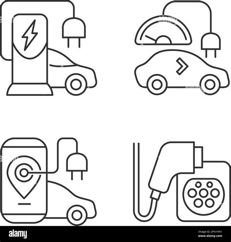 Electric Vehicle Charging Linear Icons Set Stock Vector Image And Art Alamy