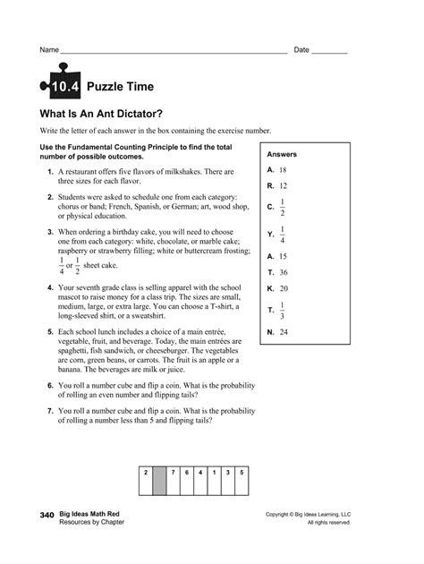 10 4 Puzzle Time Answer Key Fill Online Printable Fillable Blank