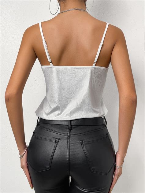 Shein Essnce Solid Cami Bodysuit Shein Usa