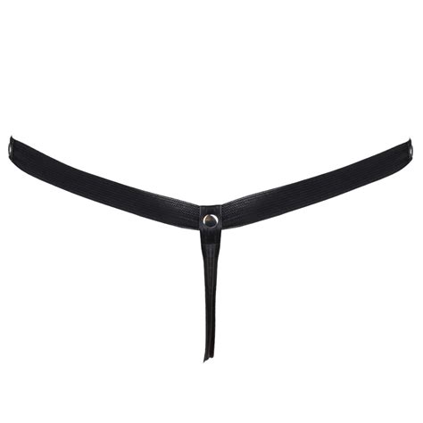 Men Sexy Bikini Thong Black Leather Underwear Bulge Pouch G