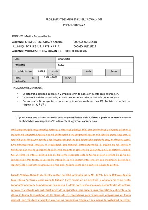 Práctica Calificada 2 CGT 2021 Mod 2 PROBLEMAS Y DESAFÍOS EN EL PERÚ