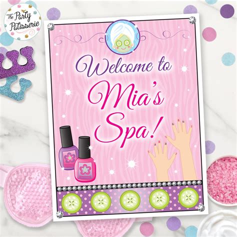 Spa Party Welcome Sign Spa Birthday Digital File Printable Etsy