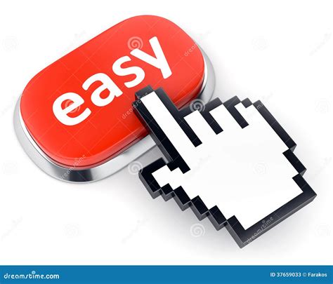 Red Easy Button And Hand Cursor Stock Illustration Illustration Of