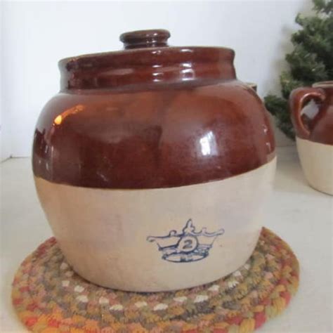 Antique Stoneware Crown Crock Etsy