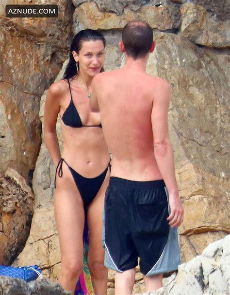 Bella Hadid Sexy Shows Off Her Physique Wearing A Black Bikini Out On Holiday At Eden Roc Hotel