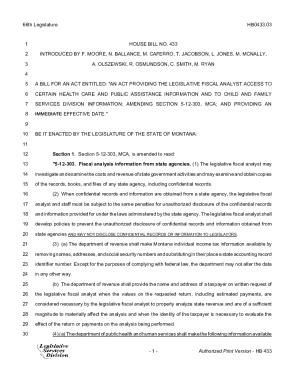 Fillable Online Leg Mt Leg Mt Govbills201966th Legislature HB0433 03 1