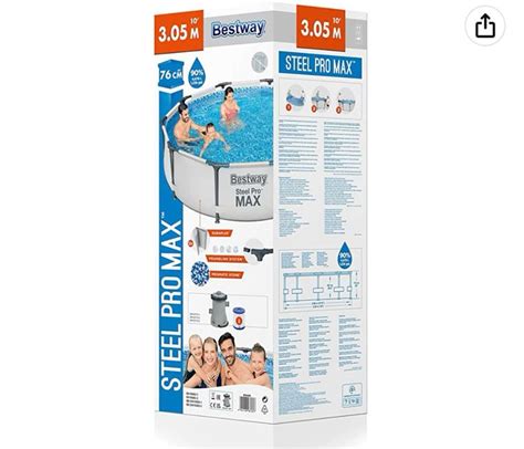 Bestway MAX Steel Pro Round Frame Swimming Pool With Filter Pump Grey