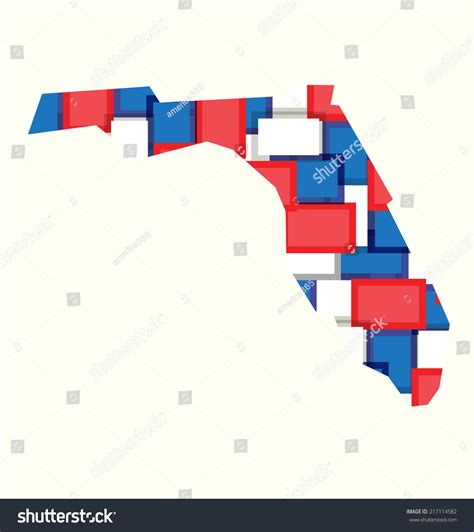 Florida Redwhiteblue Color Squares Map Concept Stock Vector Royalty