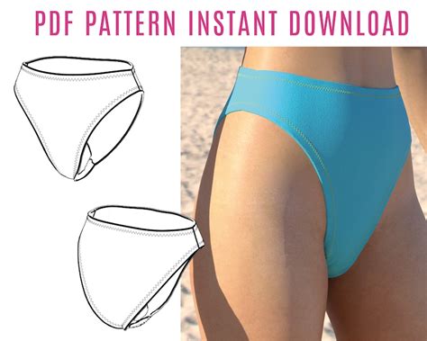 Diy High Waist Bikini Bottom Sewing Pattern Pdf Retro Etsy