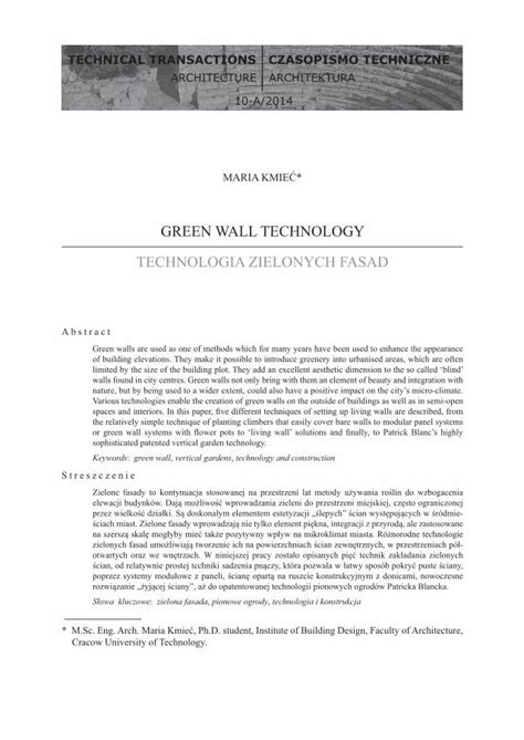 PDF TECHNICAL TRANSACTIONS CZASOPISMO TECHNICZNE 1 Introduction