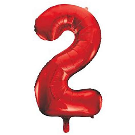 Red 34" Foil Number 2 Balloon Helium Filled