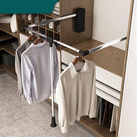 Buy Pull Down Wardrobe Rail Closet Rod Adjustable Side Mounted Pull