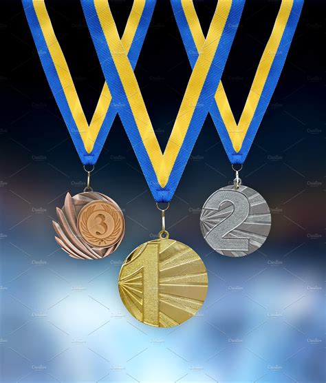 Gold Silver And Bronze Medals Featuring Medal Award And Sport High