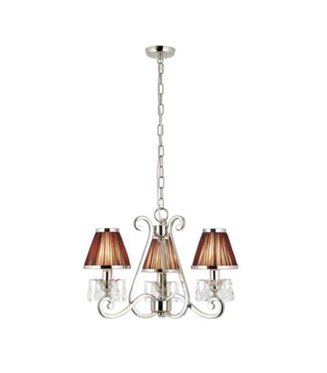 Chandelier Oksana Nickel Poli Pampilles Cristal Abat Jours