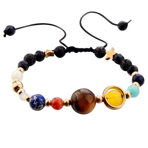 Haljen Solar System Bracelet Universe The Eight Planets Natural Stone