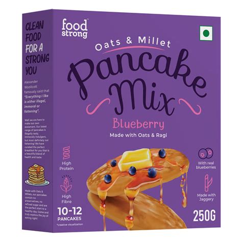 Foodstrong Oats And Millets Blueberry Pancake Mix High Protein And Fibre