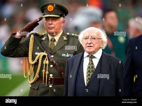 President of Ireland Michael D Higgins (right) before the UEFA Euro ...