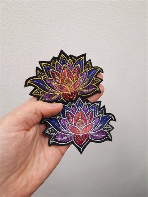 Lotus Flower Iron On Patch For Jacket Patches Etsy