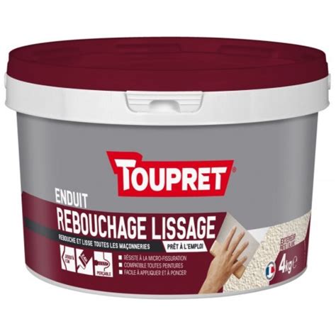 Enduit de rebouchage et lissage 2 en 1 pâte 4kg TOUPRET