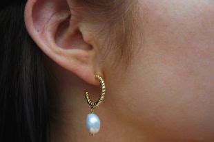 Unbranded Boucles Doreilles Baroques En Or Pearl Hoop Twist Gold