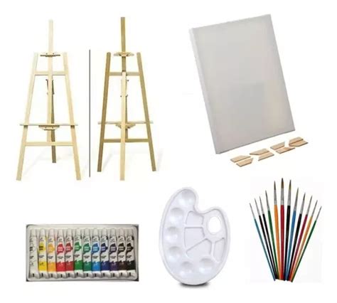 Set De Pintura Arte Acrílicos Kit Para Pintar Atril Bastidor Cuotas