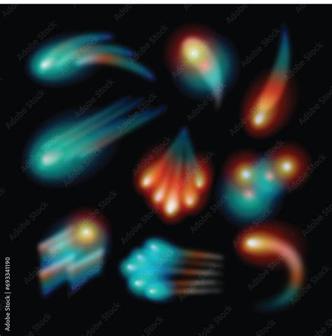 Rocket Flame Fire And Smoke Trails Vector Realistic Spacecraft Startup