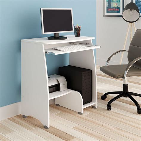 Escrivaninha E Mesa Para Computador - Escrivaninha/Mesa para Computador Pixel Branco com 03 Prateleiras ...