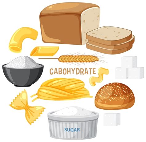 Illustration Set Carbohydrate Foods Stock Vector Royalty Free Clip