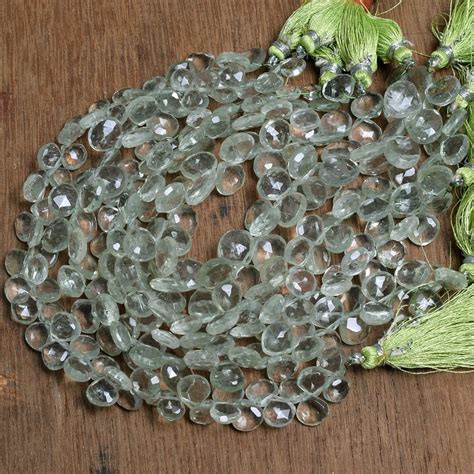 Natural Green Amethyst Faceted Heart Shape Beads Shyama Gems