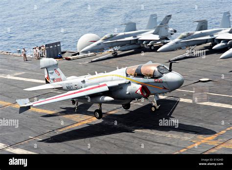 A US Navy EA-6B Prowler electronic warfare aircraft come in to land Stock Photo, Royalty Free ...