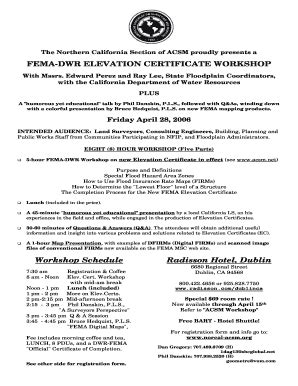 Fillable Online Fema Dwr Elevation Certificate Workshop Fax Email Print