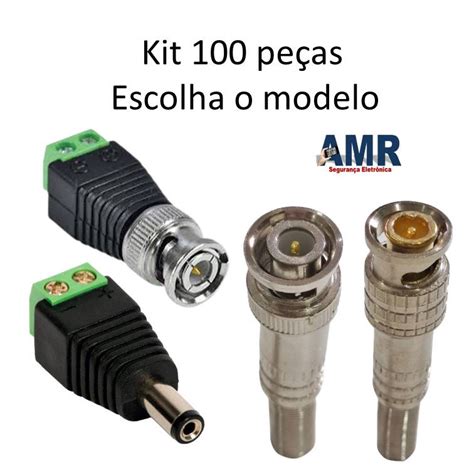 Kit Pe As Conector P Bnc Borne Macho Bnc Mola Parafuso Cftv