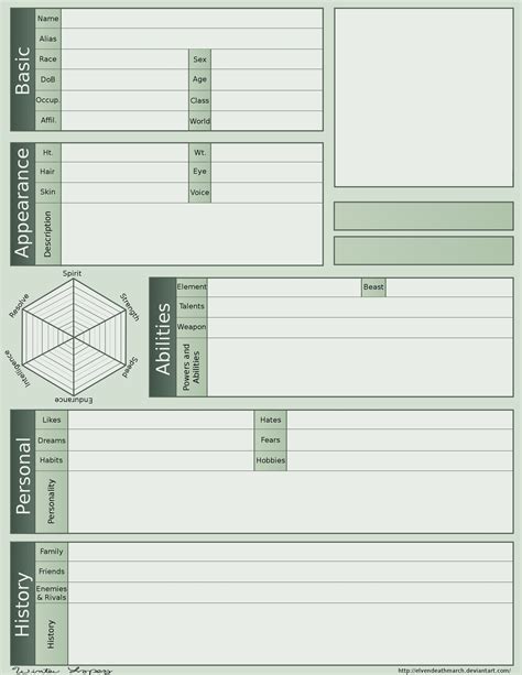 Blank Character Profile Template