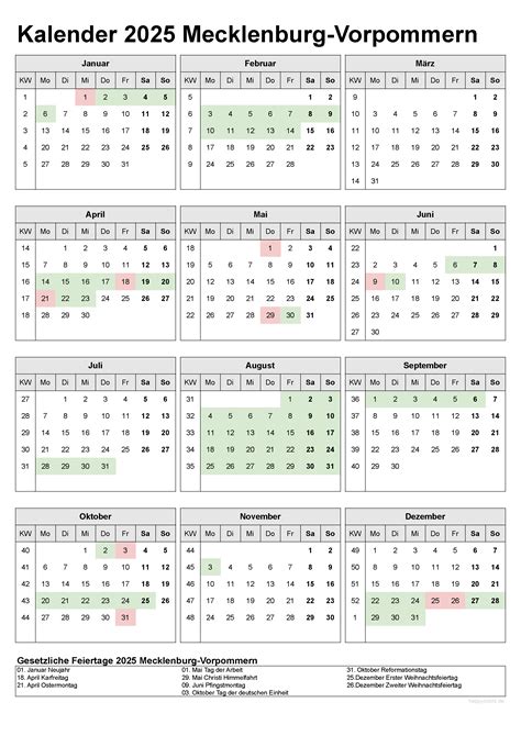 Zeitrechnung Mecklenburg Vorpommern Feiertage Schulferien Und