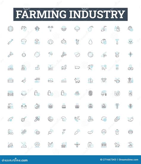 Farming Industry Vector Line Icons Set Agriculture Crops Livestock