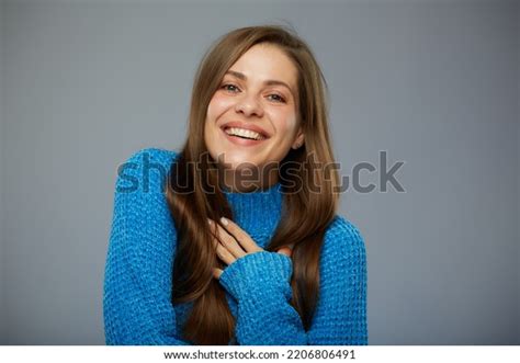 Happy Excited Woman Face Portrait Real Stock Photo 2206806491 ...