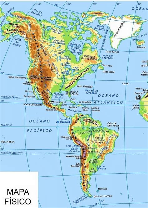 Mapa Fisico De America Para Imprimir