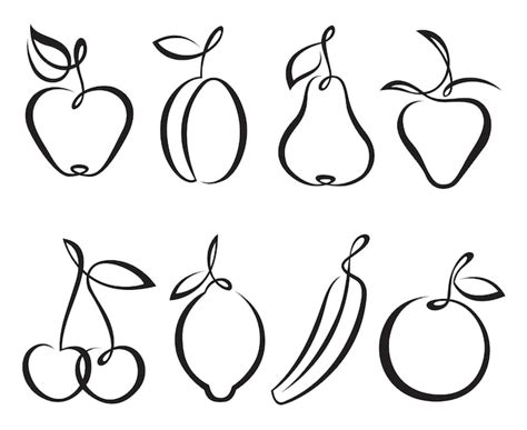 Premium Vector Monochrome Set Of Different Fruits